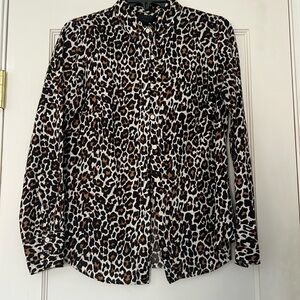 J. Crew leopard linen blouse